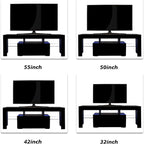 Meuble TV de 130 cm avec porte abattante et étagère en verre pour téléviseurs de 55 po