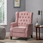 Fauteuil inclinable moderne à oreilles, avec repose-pieds, capitonné et pieds en bouleau