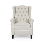 Fauteuil inclinable moderne à oreilles, avec repose-pieds, capitonné et pieds en bouleau