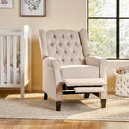 Fauteuil inclinable moderne à oreilles, avec repose-pieds, capitonné et pieds en bouleau