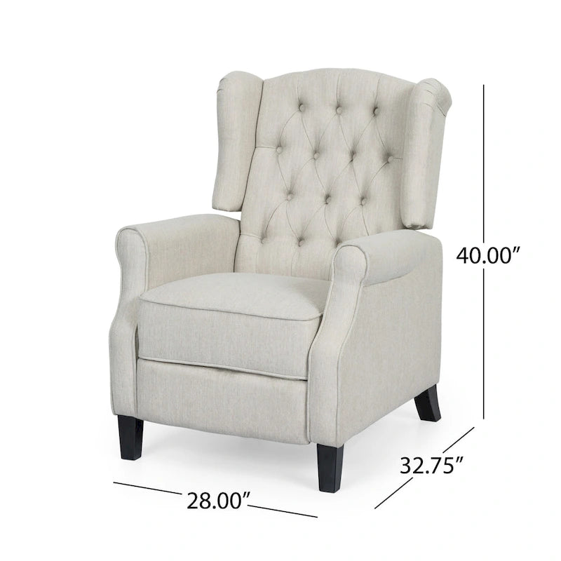 Fauteuil inclinable moderne à oreilles, avec repose-pieds, capitonné et pieds en bouleau