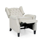 Fauteuil inclinable moderne à oreilles, avec repose-pieds, capitonné et pieds en bouleau