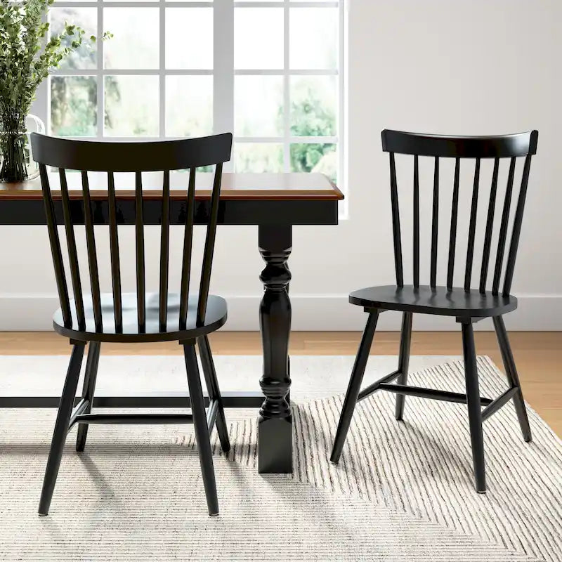 Chaises de salle à manger Windsor à dossier haut à barreaux - Lot de 2