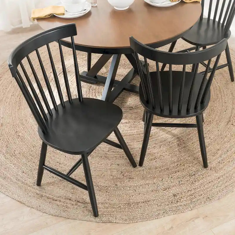 Chaises de salle à manger Windsor à dossier haut à barreaux - Lot de 2