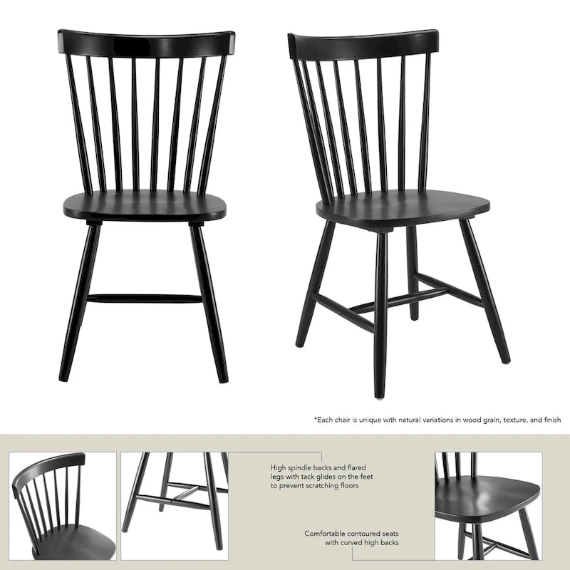 Chaises de salle à manger Windsor à dossier haut à barreaux - Lot de 2