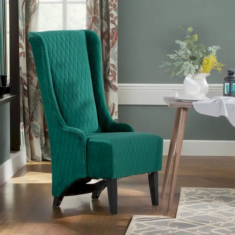 Fauteuil Evelyn en velours à oreilles et haut dossier