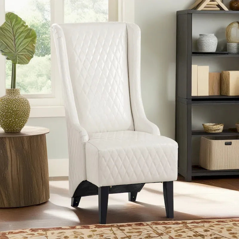 Fauteuil Evelyn en velours à oreilles et haut dossier