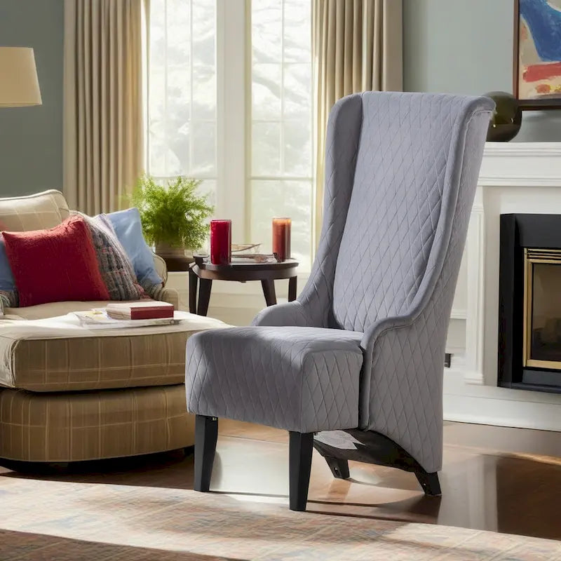 Fauteuil Evelyn en velours à oreilles et haut dossier