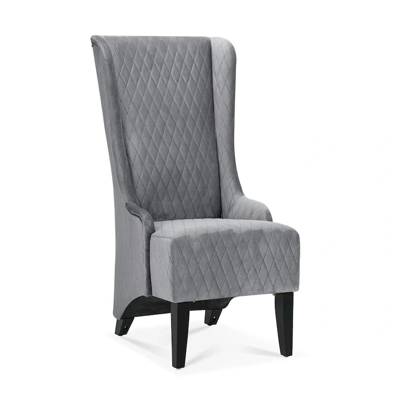 Fauteuil Evelyn en velours à oreilles et haut dossier