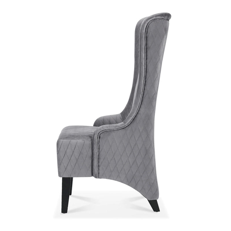 Fauteuil Evelyn en velours à oreilles et haut dossier