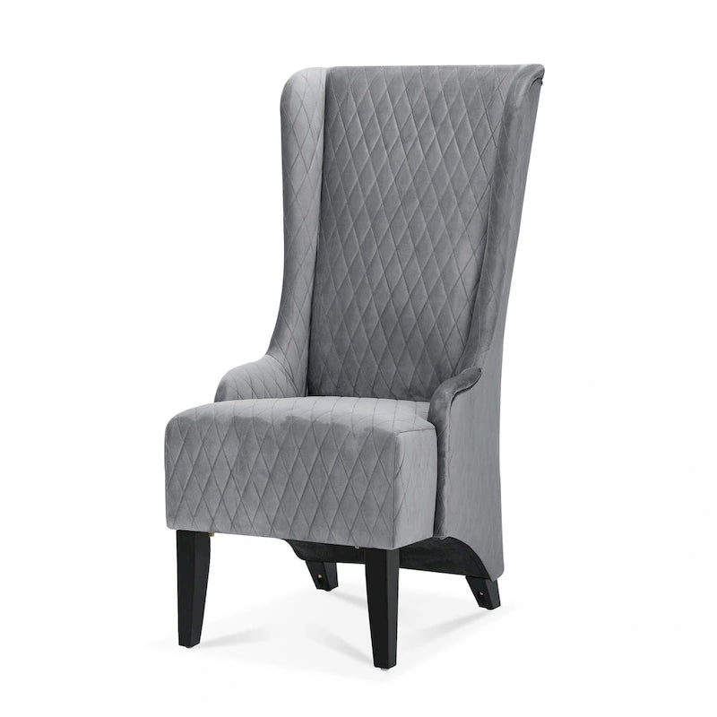 Fauteuil Evelyn en velours à oreilles et haut dossier