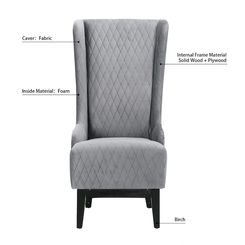 Fauteuil Evelyn en velours à oreilles et haut dossier