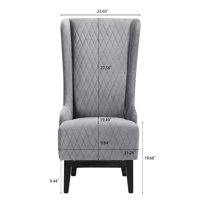 Fauteuil Evelyn en velours à oreilles et haut dossier