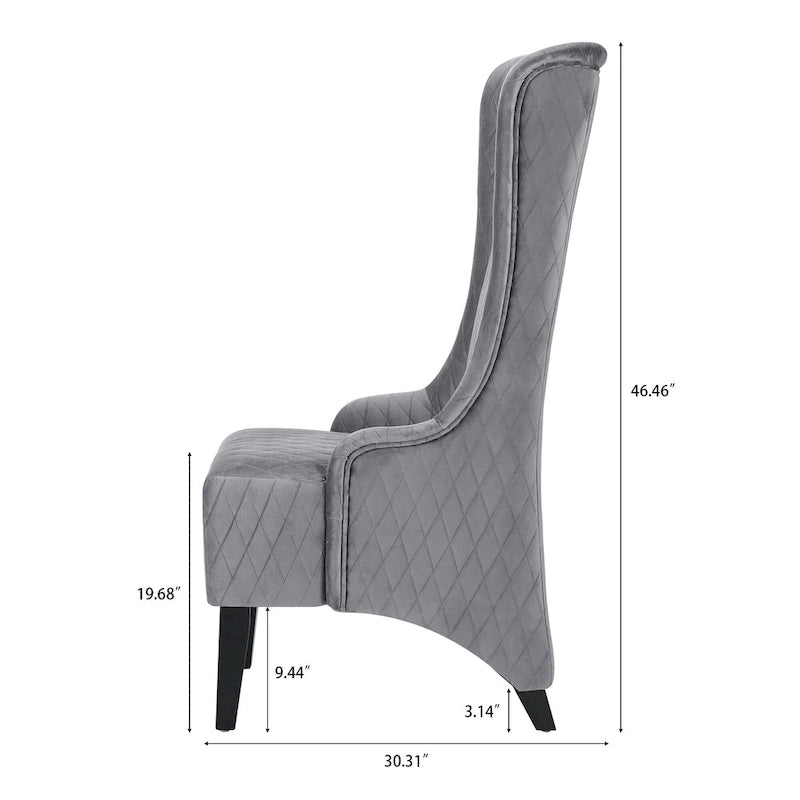 Fauteuil Evelyn en velours à oreilles et haut dossier