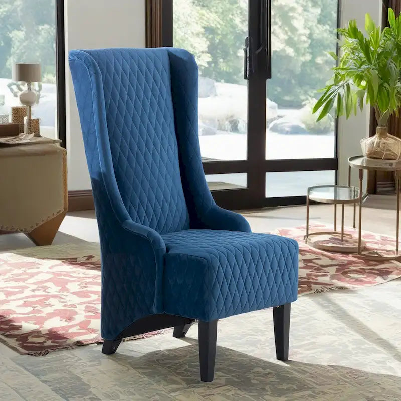 Fauteuil Evelyn en velours à oreilles et haut dossier