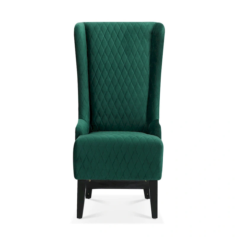 Fauteuil Evelyn en velours à oreilles et haut dossier