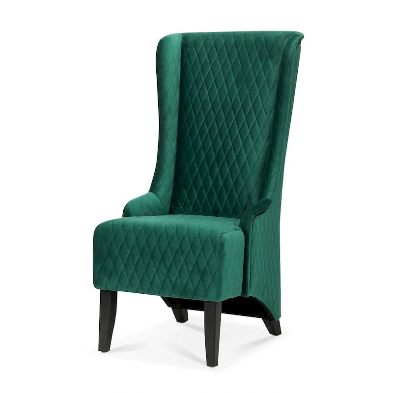 Fauteuil Evelyn en velours à oreilles et haut dossier