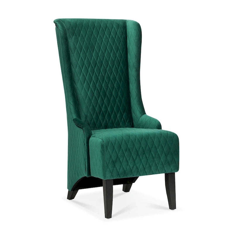 Fauteuil Evelyn en velours à oreilles et haut dossier