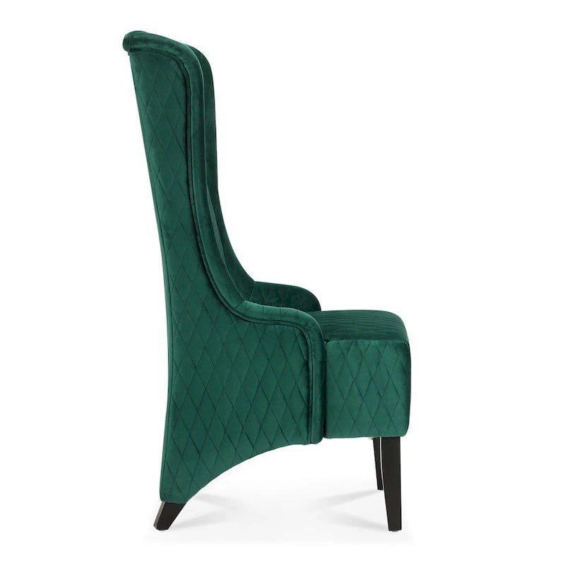 Fauteuil Evelyn en velours à oreilles et haut dossier