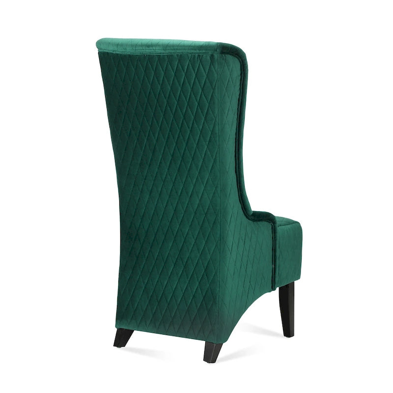 Fauteuil Evelyn en velours à oreilles et haut dossier