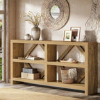 Console longue de 71 po avec 3 niveaux de rangement, table de canapé industrielle