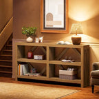 Console longue de 71 po avec 3 niveaux de rangement, table de canapé industrielle