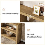 Console longue de 71 po avec 3 niveaux de rangement, table de canapé industrielle
