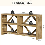 Console longue de 71 po avec 3 niveaux de rangement, table de canapé industrielle