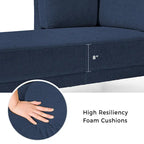 Canapé d'angle moderne en lin de 65 po avec coussins amovibles, canapé-lit, canapé de loisirs, chaise longue rembourrée