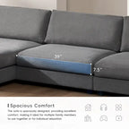 Canapé d'angle en velours côtelé 134 avec canapé en nuage en L et chargeur USB et méridienne 50 (capacité de 150 kg)