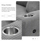 Canapé d'angle en velours côtelé 134 avec canapé en nuage en L et chargeur USB et méridienne 50 (capacité de 150 kg)