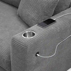 Canapé d'angle en velours côtelé 134 avec canapé en nuage en L et chargeur USB et méridienne 50 (capacité de 150 kg)