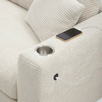 Canapé d'angle en velours côtelé 134 avec canapé en nuage en L et chargeur USB et méridienne 50 (capacité de 150 kg)