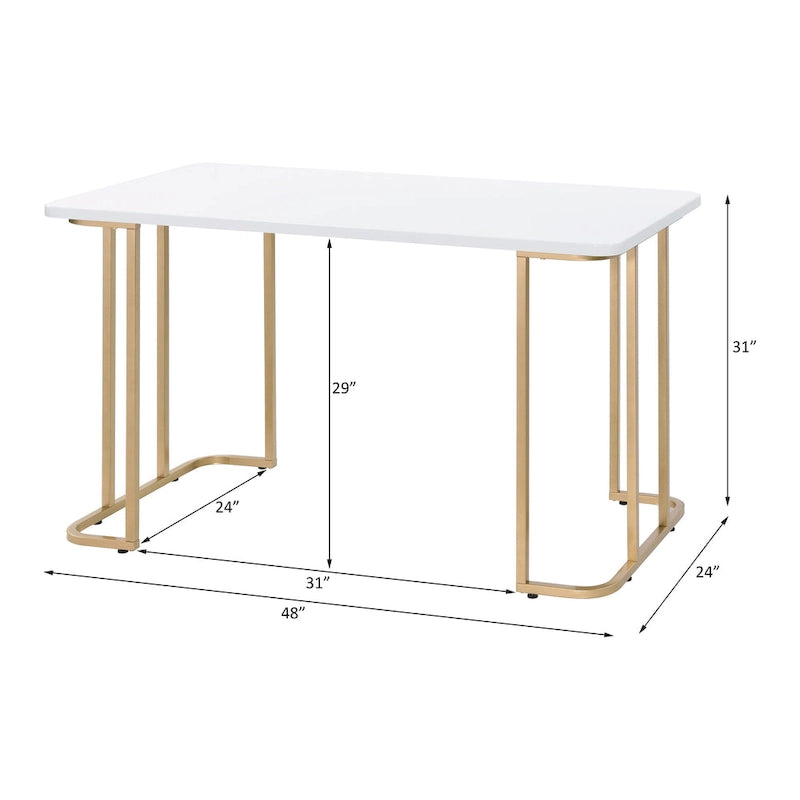 Bureau d'écriture Estie avec finition blanc et or