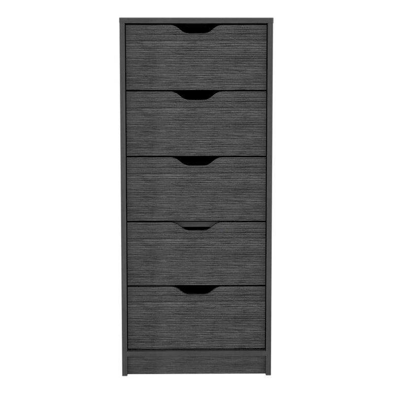 Commode verticale compacte en bois à 5 tiroirs, commode étroite pour chambre ou bureau