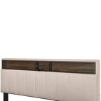 Lit plateforme capitonné en lin avec dossier de rangement ouvrable, lit bas en bois avec lit gigogne, 2 tiroirs, prises, ports USB