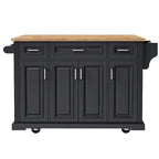 Grand îlot de cuisine de 54 pouces avec abattant en bois d'hévéa (tabouret non inclus)