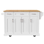 Grand îlot de cuisine de 54 pouces avec abattant en bois d'hévéa (tabouret non inclus)