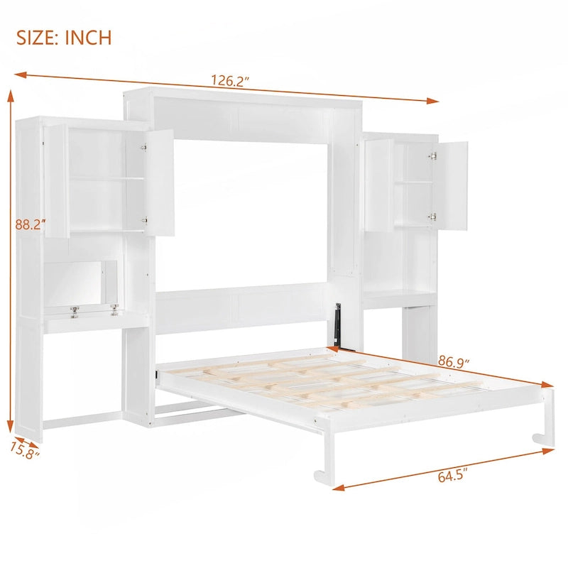 Lit escamotable polyvalent Queen Size avec rangement intégré et fonctionnalités