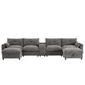 Canapé d'angle modulaire en U 142 avec poufs de rangement et console
