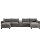 Canapé d'angle modulaire en U 142 avec poufs de rangement et console