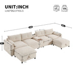 Canapé d'angle modulaire en U 142 avec poufs de rangement et console