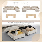 Canapé d'angle modulaire en U 142 avec poufs de rangement et console