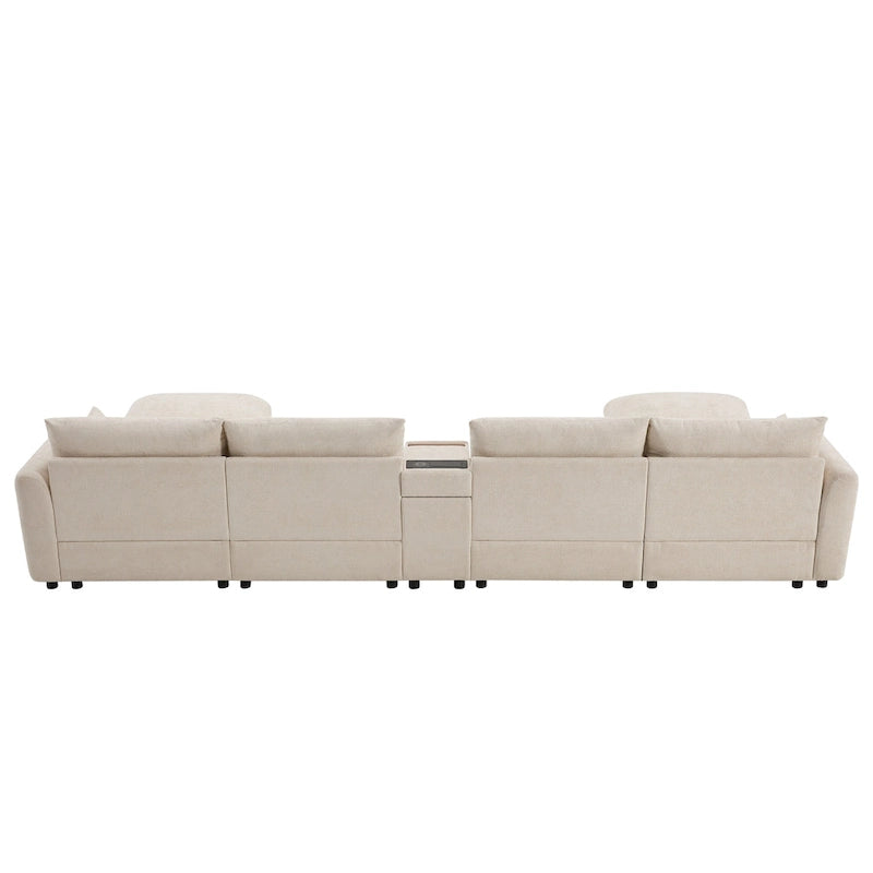 Canapé d'angle modulaire en U 142 avec poufs de rangement et console