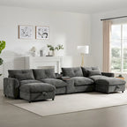 Canapé d'angle modulaire en U 142 avec poufs de rangement et console