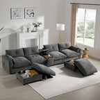 Canapé d'angle modulaire en U 142 avec poufs de rangement et console