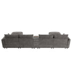Canapé d'angle modulaire en U 142 avec poufs de rangement et console