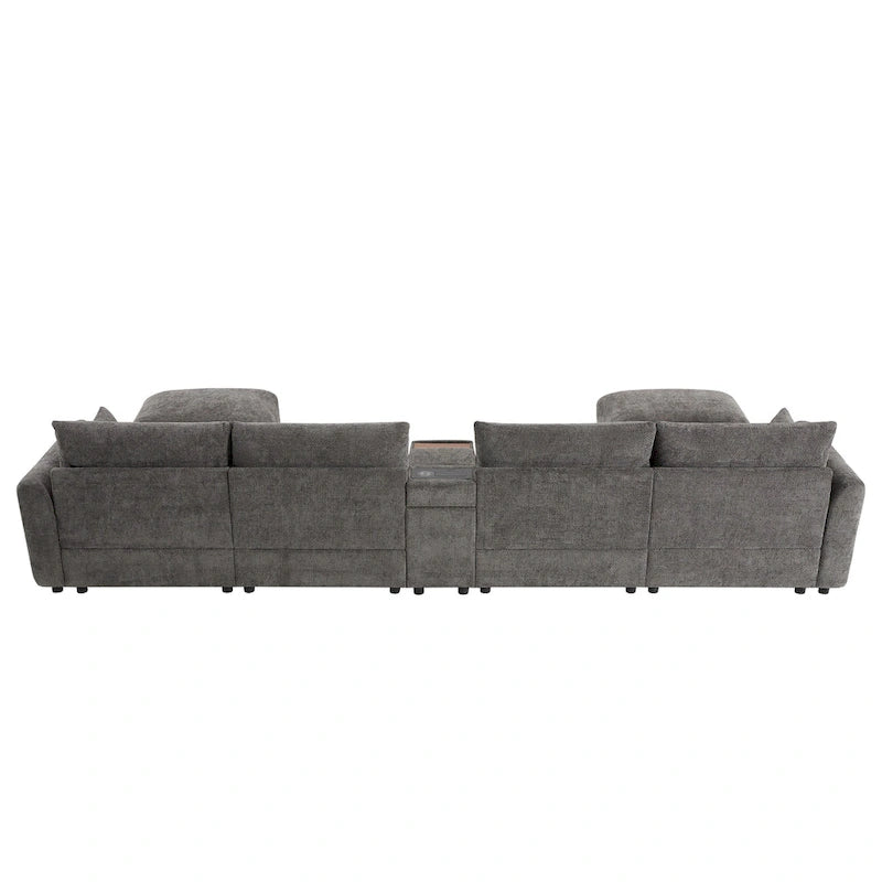 Canapé d'angle modulaire en U 142 avec poufs de rangement et console