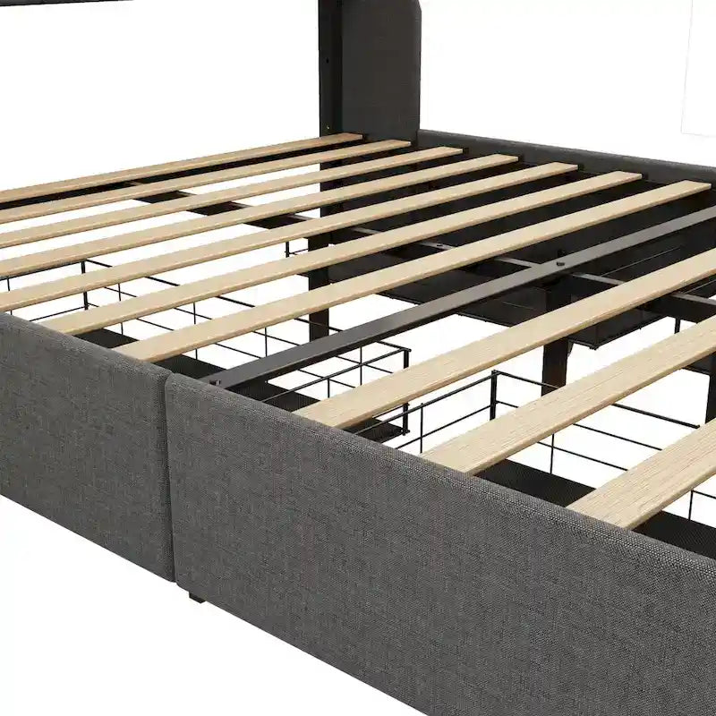 Lit plateforme avec LED et tiroirs de rangement