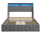 Lit plateforme avec LED et tiroirs de rangement